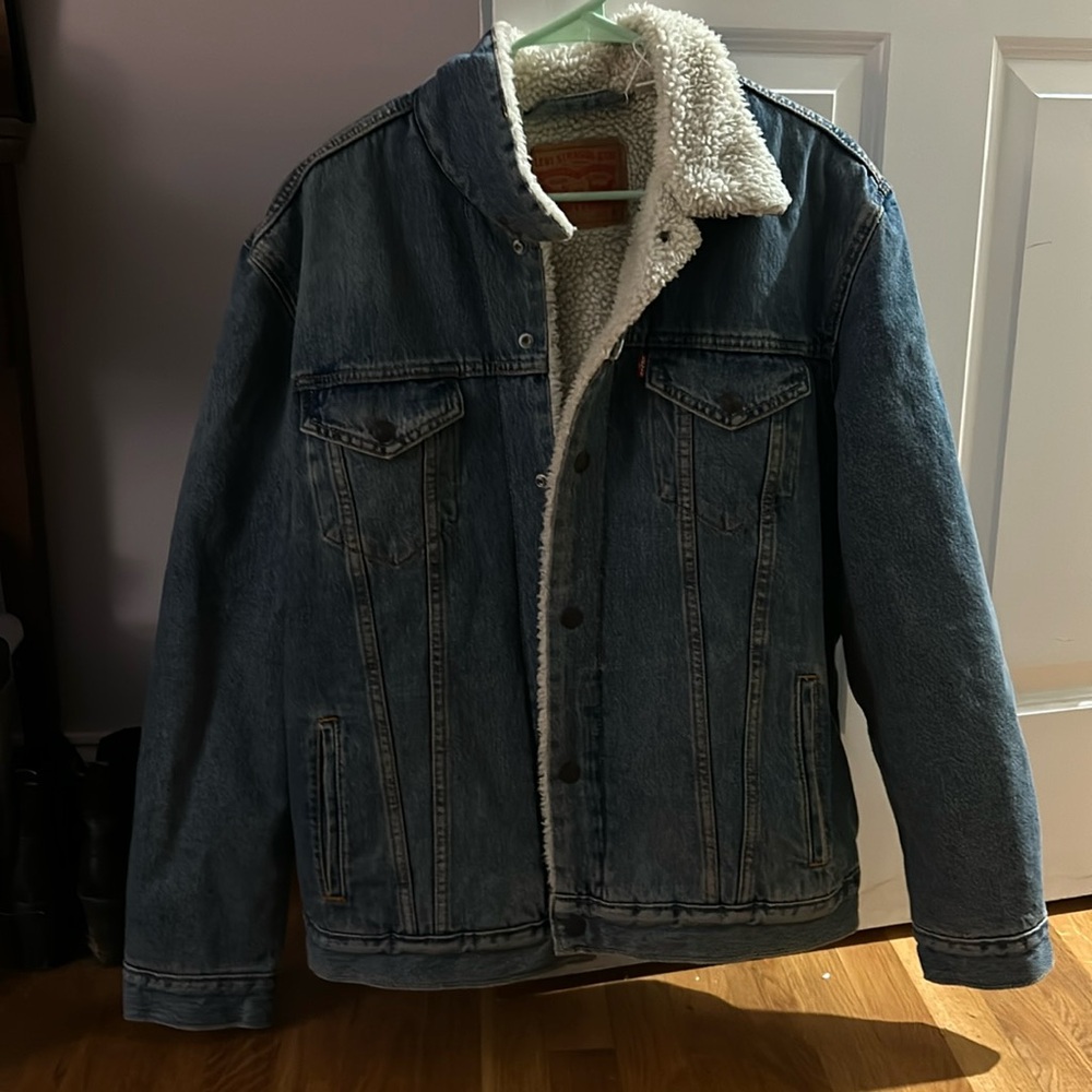 Levi's Blue Jean Jacket with White Sherpa Lining